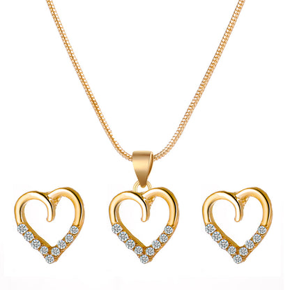 Wholesale New Diamond Heart Pendent Necklace Earrings Set Gooddiy