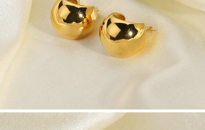 Simple Spherical Gold-plated Stainless Steel Earrings