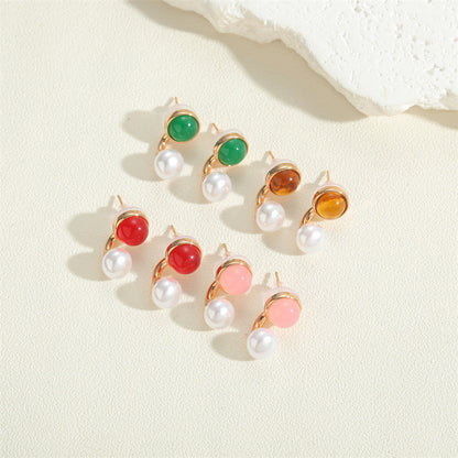 European and American popular small and delicate acrylic flower earrings are niche fashion personality versatile simple pearl earrings women