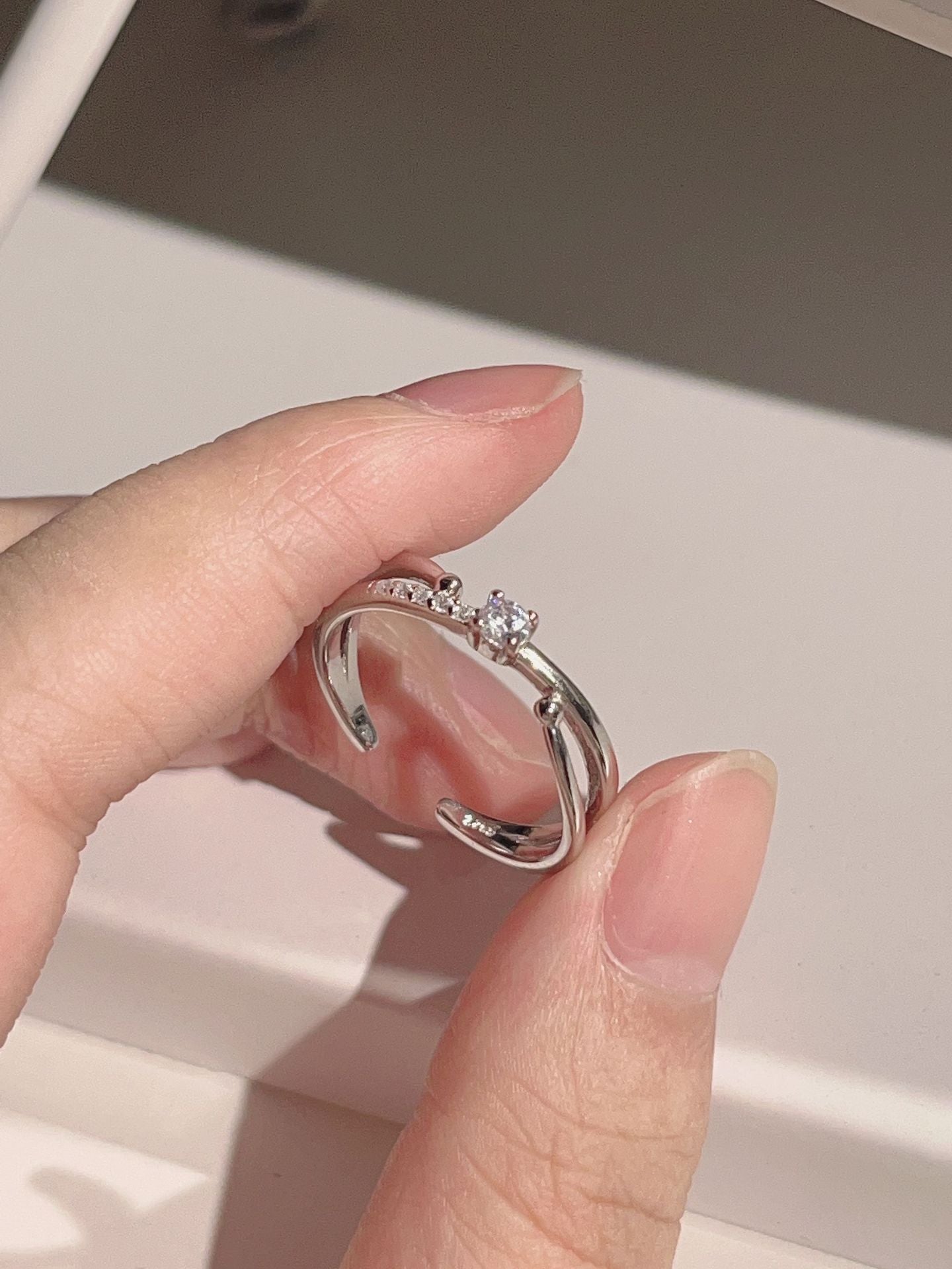 Ins Style Fairy Style Korean Style Flower Copper Plating Inlay Zircon Open Ring