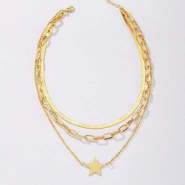 Wholesale Fashion Three-layer Five-pointed Star Necklace