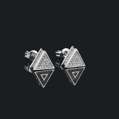 1 Pair Hip-hop Triangle Plating Inlay Copper Zircon Ear Studs