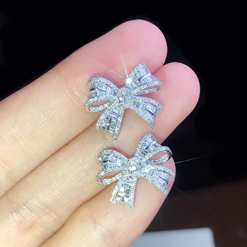 IG Style Bow Knot Alloy Titanium Steel Plating Inlay Zircon Women's Rings Earrings Necklace