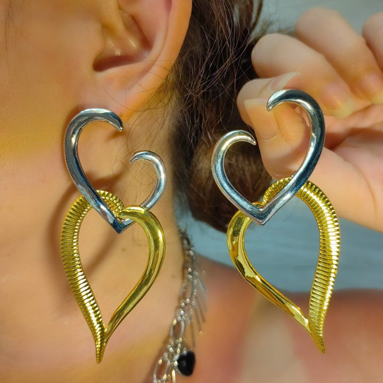 1 Pair Romantic Heart Shape Copper Drop Earrings