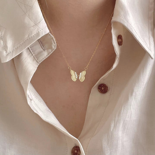 Sterling Silver Elegant Butterfly Pendant Necklace