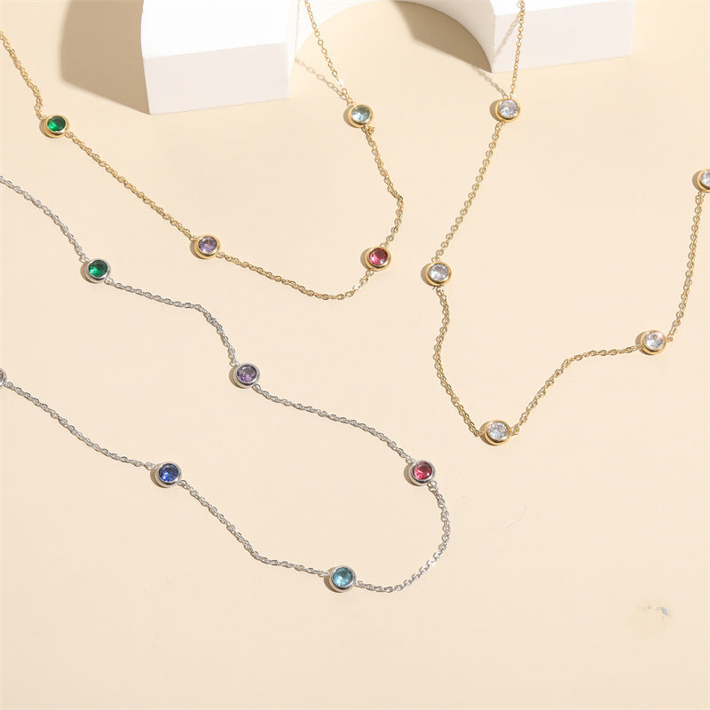 New Product Color Round Zircon Choker Necklace Internet Celebrity Live Explosive Necklace Female Factory Direct Sales