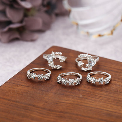 Sweet Star Moon Flower Alloy Plating Metal No Inlaid Open Ring