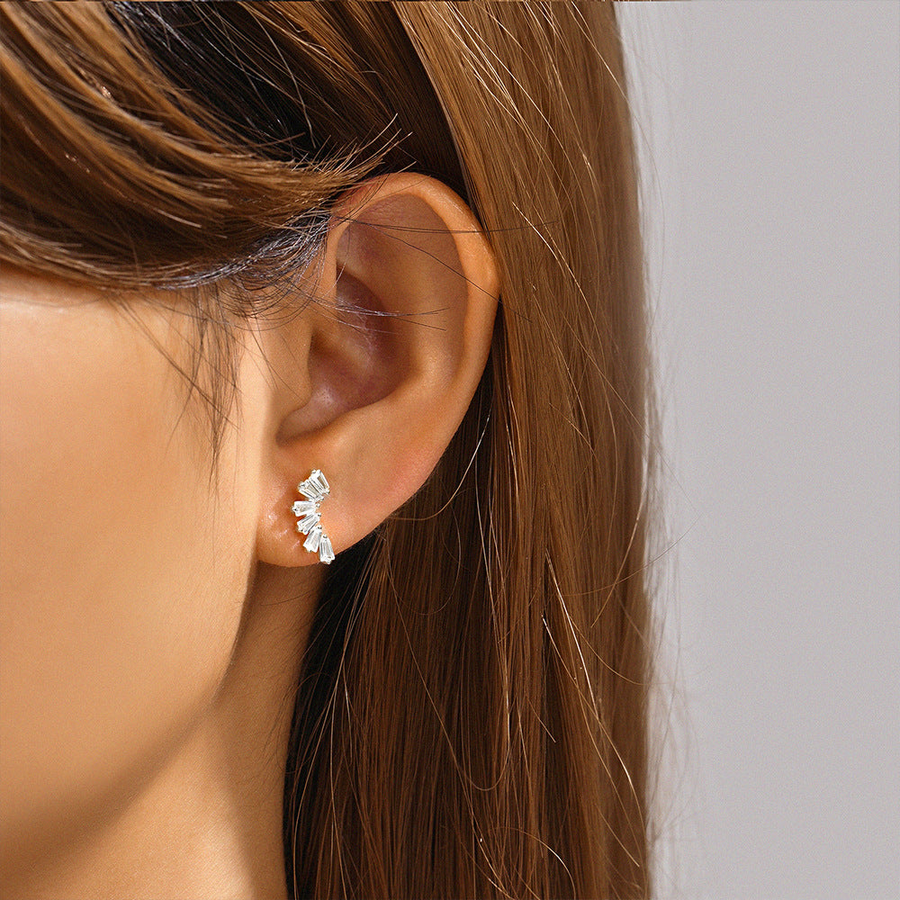 1 Piece Simple Style Flower Plating Sterling Silver Zircon Ear Studs