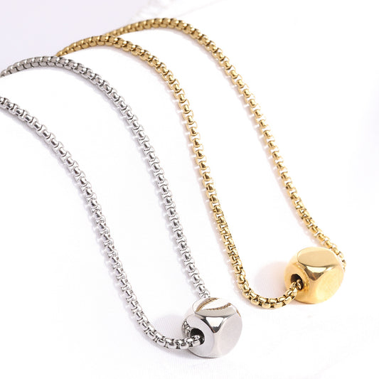 Simple Style Solid Color Titanium Steel Plating Gold Plated Pendant Necklace