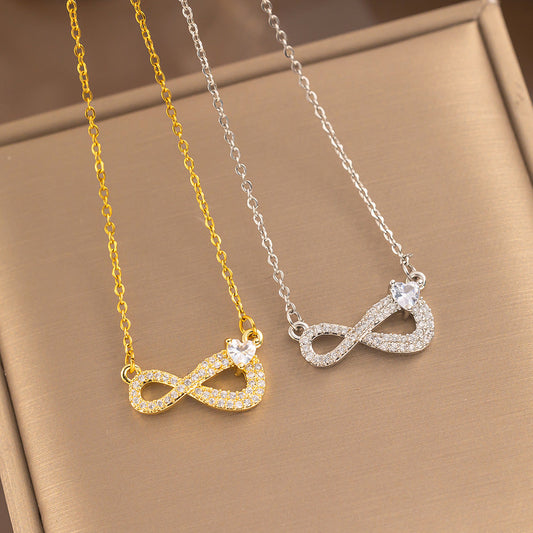 Moderate Luxury Number Letter Text Titanium Steel 18K Gold Plated Necklaces