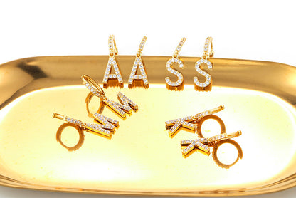 Fashion New Zircon 26 English Letters Single Earrings