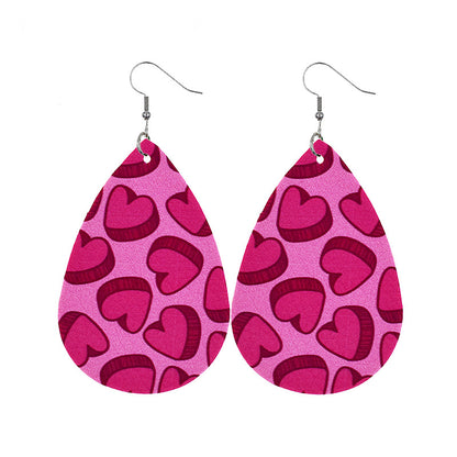 1 Pair Modern Style Classic Style Heart Shape Pu Leather Drop Earrings