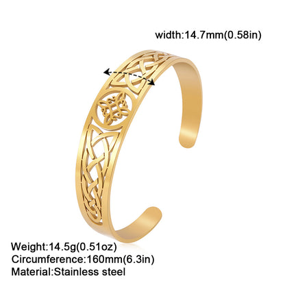 Simple Style Witch Knot Solid Color Stainless Steel Plating Hollow Out Bangle