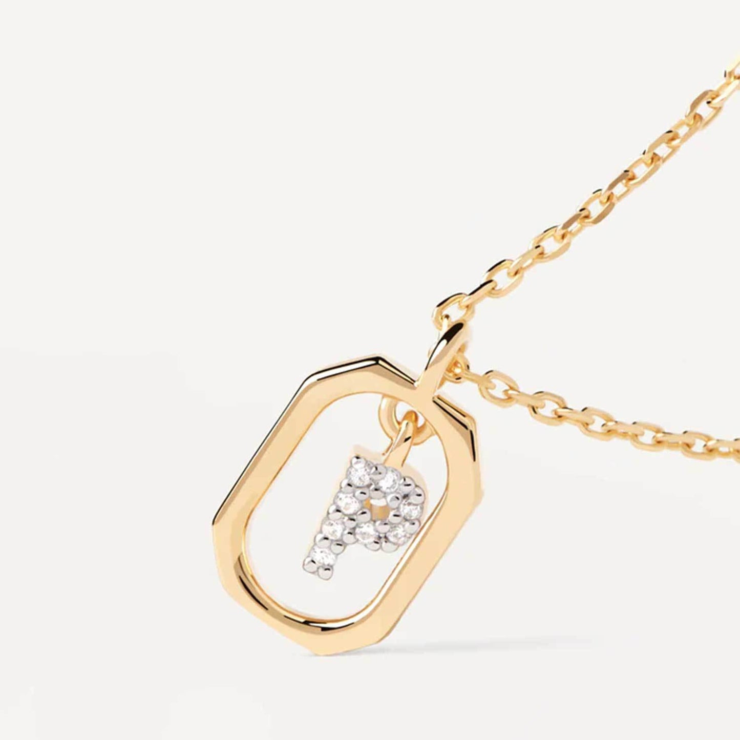 Simple Style Letter Sterling Silver Plating Inlay Zircon 18k Gold Plated Pendant Necklace