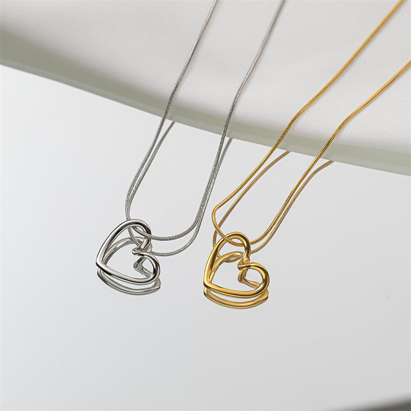 1 Piece Simple Style Heart Shape Titanium Steel Plating Necklace