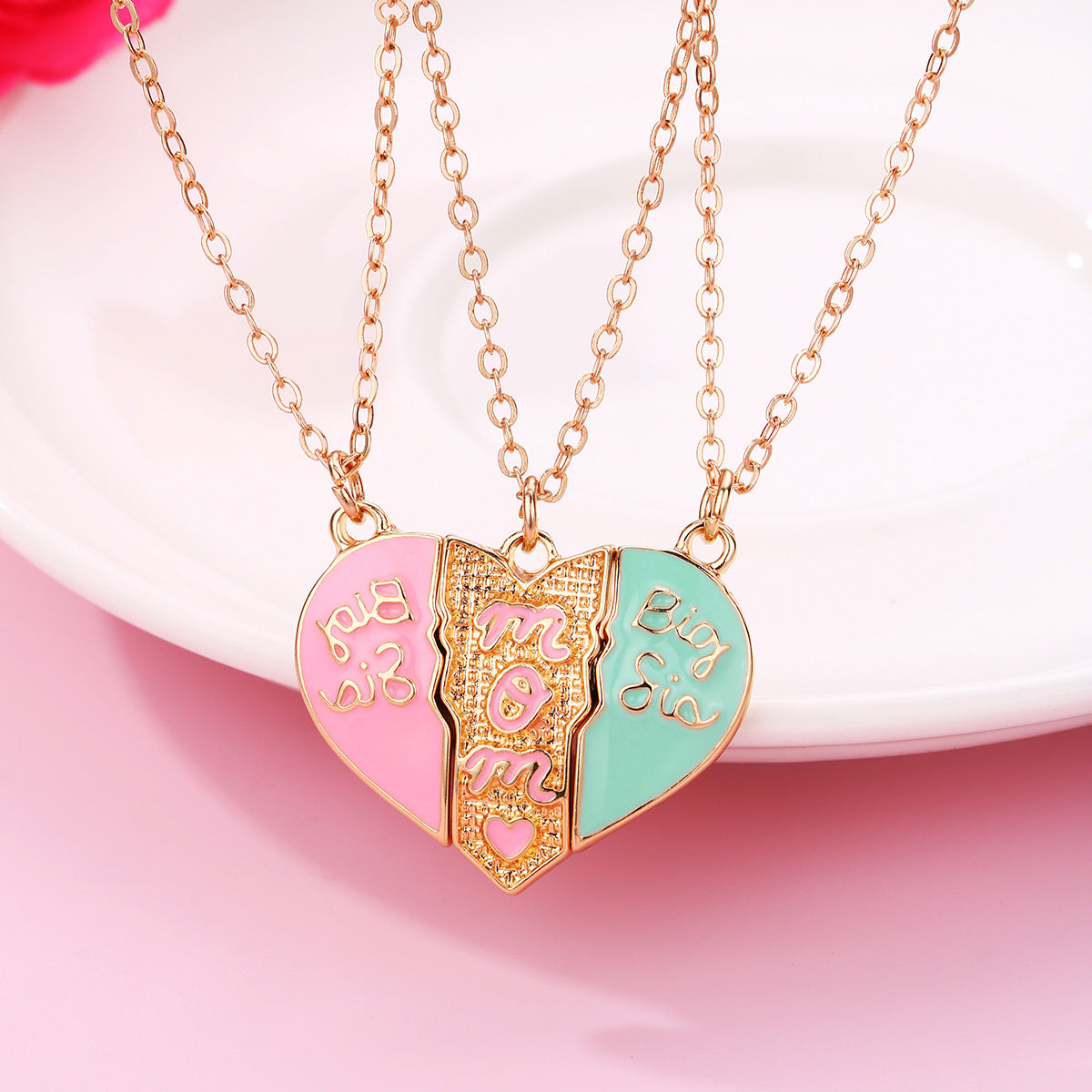 Cartoon Style Heart Shape Alloy Enamel Plating Mother's Day Mother&daughter Mother&son Pendant Necklace