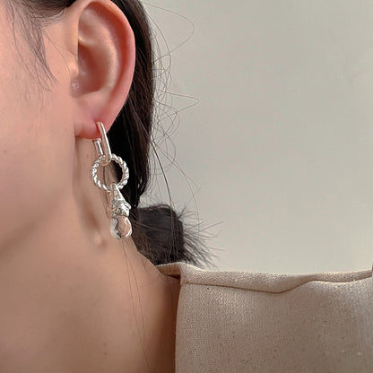 1 Pair Elegant Simple Style Water Droplets Tassel Plating Inlay Copper Artificial Crystal Drop Earrings