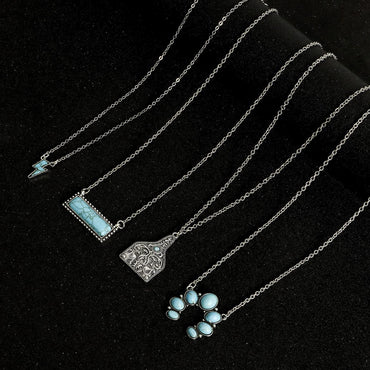 Ethnic Style Geometric Lightning Alloy Inlay Turquoise Unisex Pendant Necklace