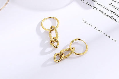 European And American Fashion Chain Circle Stainless Steel Earrings