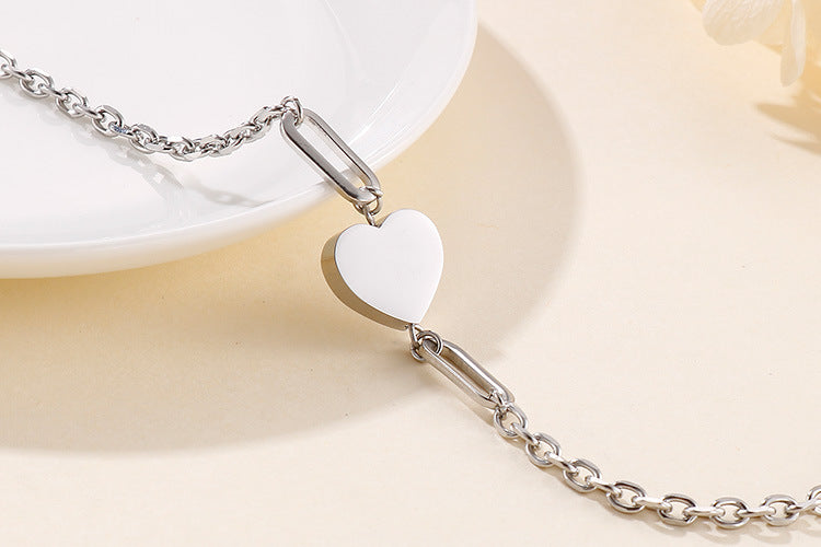 New Fashion Creative Stainless Steel Splicing Heart-shaped Pendant Bracelet