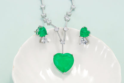 Elegant Heart Shape Copper Inlay Zircon Women's Earrings Necklace