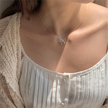 Simple Style Bow Knot Sterling Silver Plating Pendant Necklace