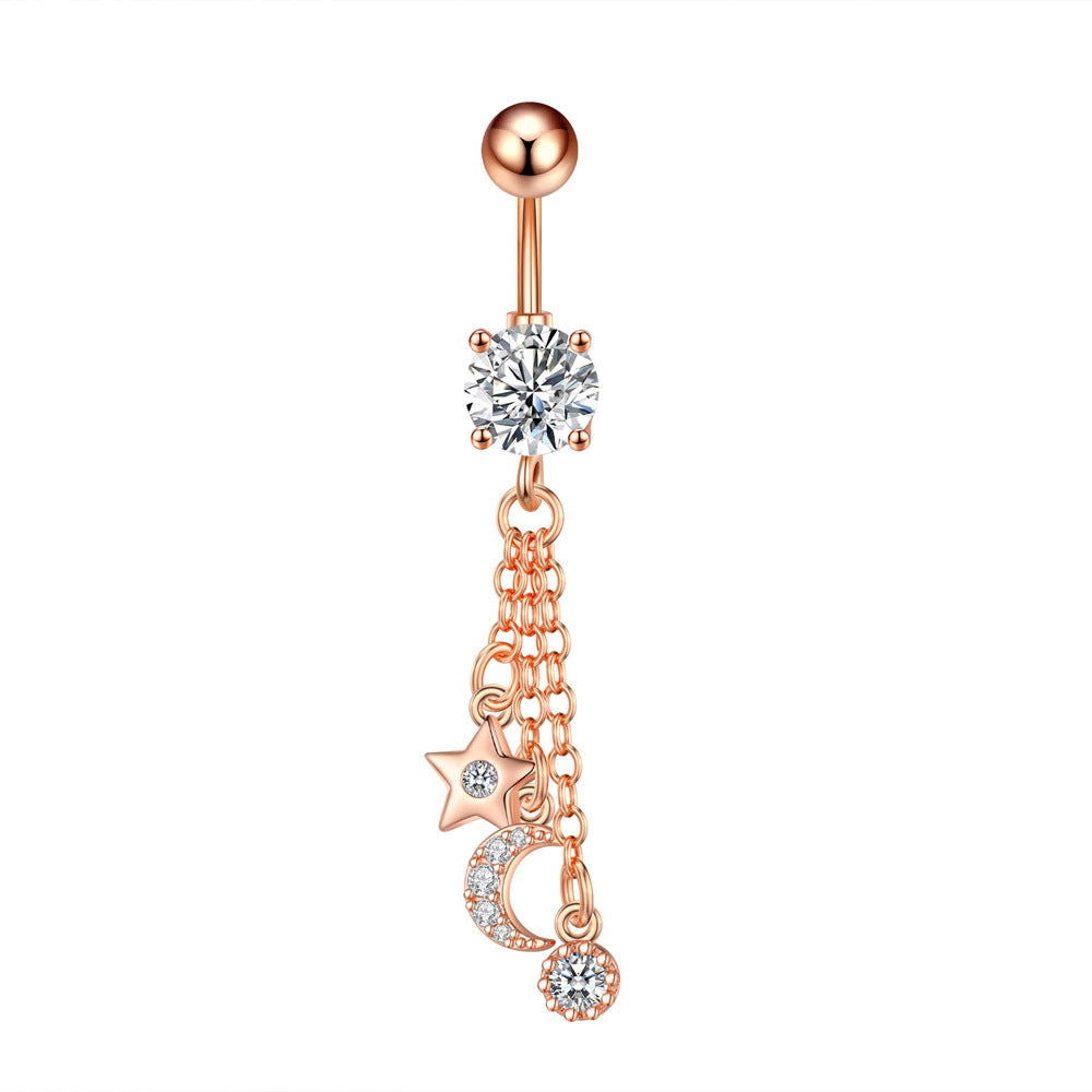 Fashion Heart Shape Copper Plating Zircon Belly Ring 1 Piece