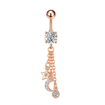 Fashion Heart Shape Copper Plating Zircon Belly Ring 1 Piece