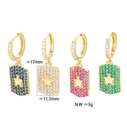 Korean Micro-inlaid Zircon Six-pointed Star Earrings Wholesale