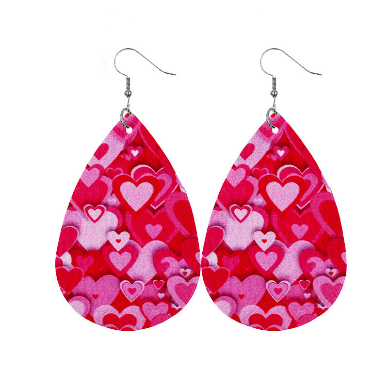 1 Pair Modern Style Classic Style Heart Shape Pu Leather Drop Earrings