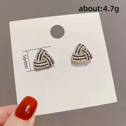 1 Pair Simple Style Shiny Triangle Hollow Out Inlay Copper Zircon Ear Studs