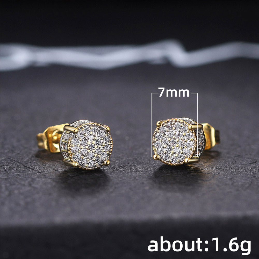 Fashion Geometric Copper Ear Studs Plating Artificial Gemstones Copper Earrings