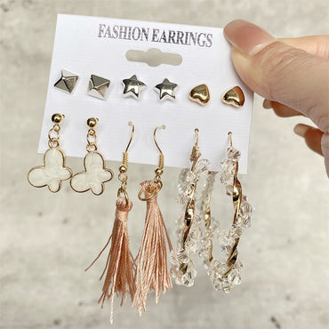 Fashion Circle Heart Shape Butterfly Alloy Artificial Pearls Women's Hoop Earrings 1 Set