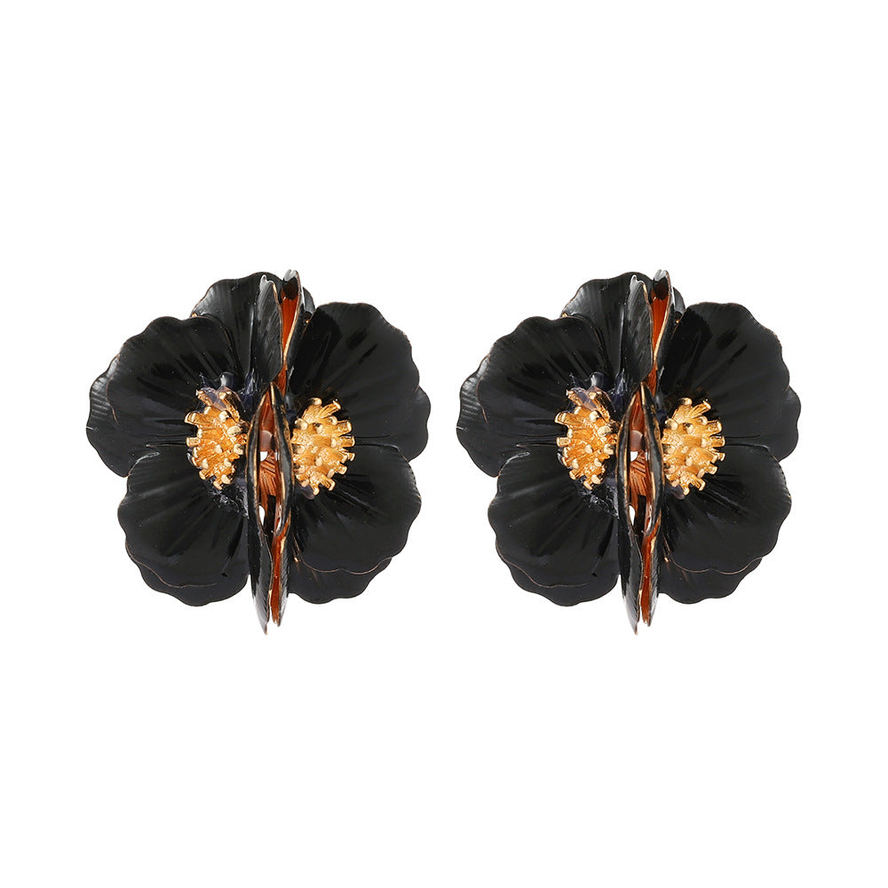 1 Pair Fashion Flower Metal Plating Women's Ear Studs