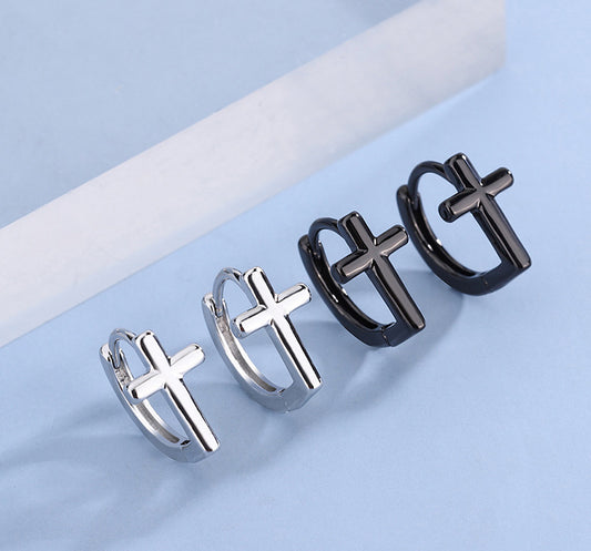 1 Pair Lady Cross Plating Copper Earrings