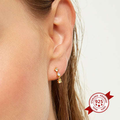 Korea Simple Fashion Earrings Color Round Zircon Earrings Fashion Popular Earrings