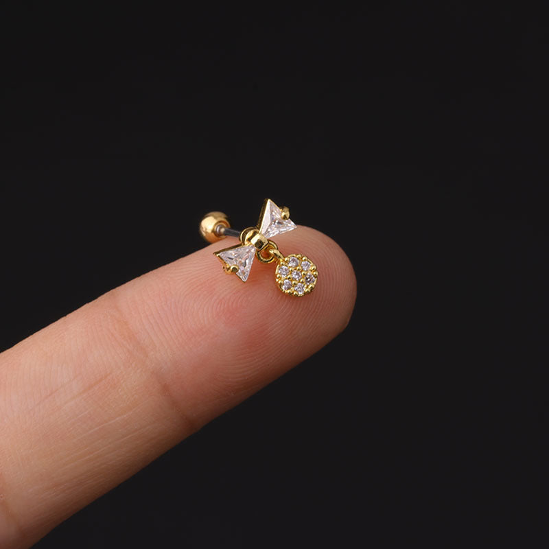 Geometric Plating Metal Artificial Gemstones Earrings Ear Studs