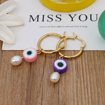 Bohemian Color Matching Simple Soft Ceramic Pearl Earrings Wholesale