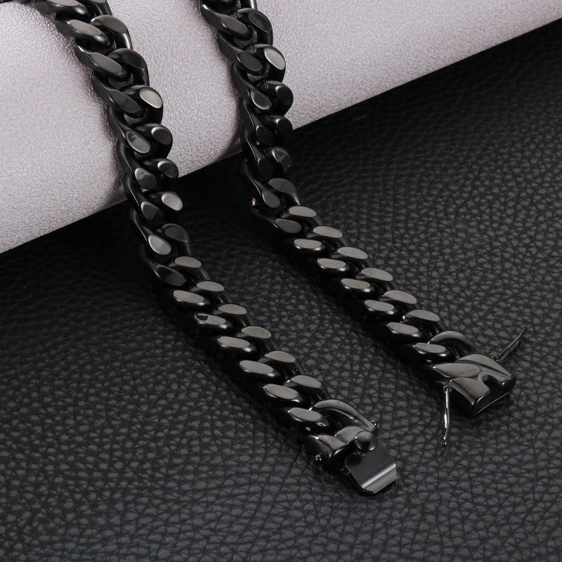 Basic Stainless Steel No Inlaid Bracelets Necklace 2 Pieces