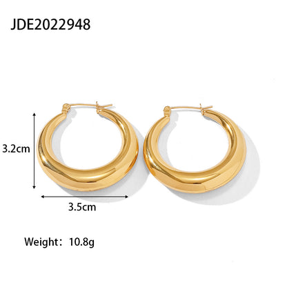 Fashion Circle Gold Plated Stainless Steel Gold Plated Hoop Earrings