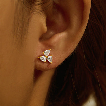 1 Piece Simple Style Geometric Plating Inlay Sterling Silver Opal Zircon Ear Studs