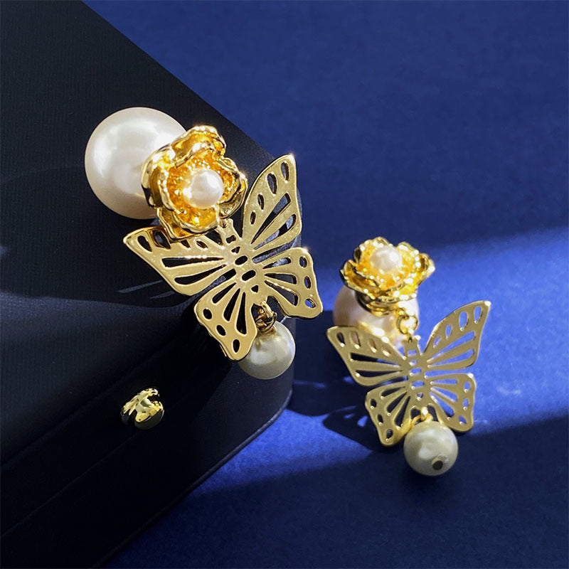 1 Pair Elegant Butterfly Plating Copper Drop Earrings