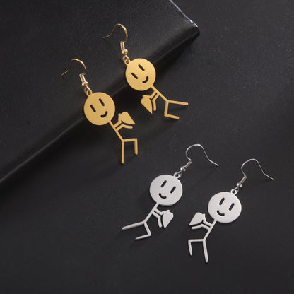 1 Pair Funny Cartoon Plating Stainless Steel Drop Earrings