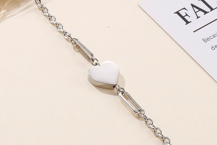 New Fashion Creative Stainless Steel Splicing Heart-shaped Pendant Bracelet