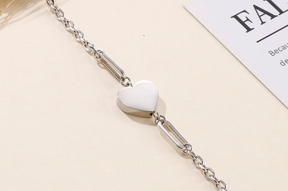 New Fashion Creative Stainless Steel Splicing Heart-shaped Pendant Bracelet