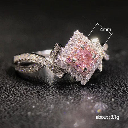 New Accessories Creative Cross Winding Pink Diamond Zircon Copper Ring