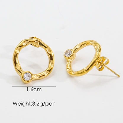 1 Pair Ig Style Simple Style Geometric Plating Inlay Stainless Steel Artificial Pearls Zircon Ear Studs