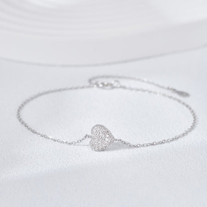 Fashion Heart Shape Sterling Silver Inlay Zircon Bracelets 1 Piece