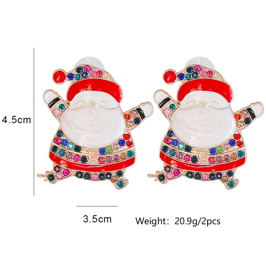 Fashion Santa Claus Alloy Inlay Rhinestones Women's Ear Studs 1 Pair