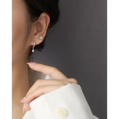 Fashion Water Droplets Sterling Silver Rhinestones Earrings 1 Pair